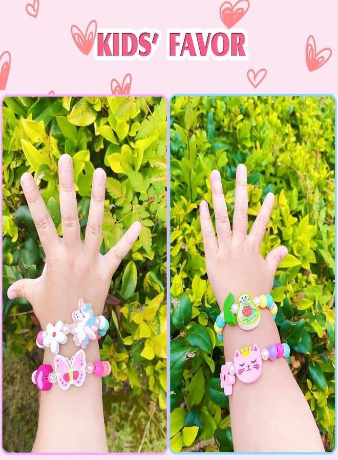 مجموعة SIELEVIN المكونة من 12 قطعة من أساور الخرز الخشبية للبنات، بتصميمات يونيكورن وحورية البحر، مثالية كهدية عيد ميلاد أو هدية مميزة. تتضمن المجموعة أساور لطيفة بألوان قوس قزح وفراشات وقلوب. - Image 4